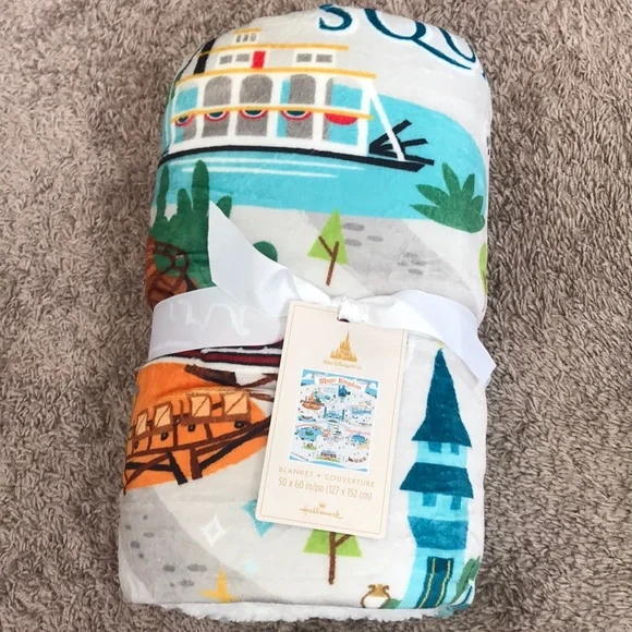 New Walt Disney World 50th Anniversary Magic Kingdom Map Throw Blanket Fleece - Picture 2 of 5